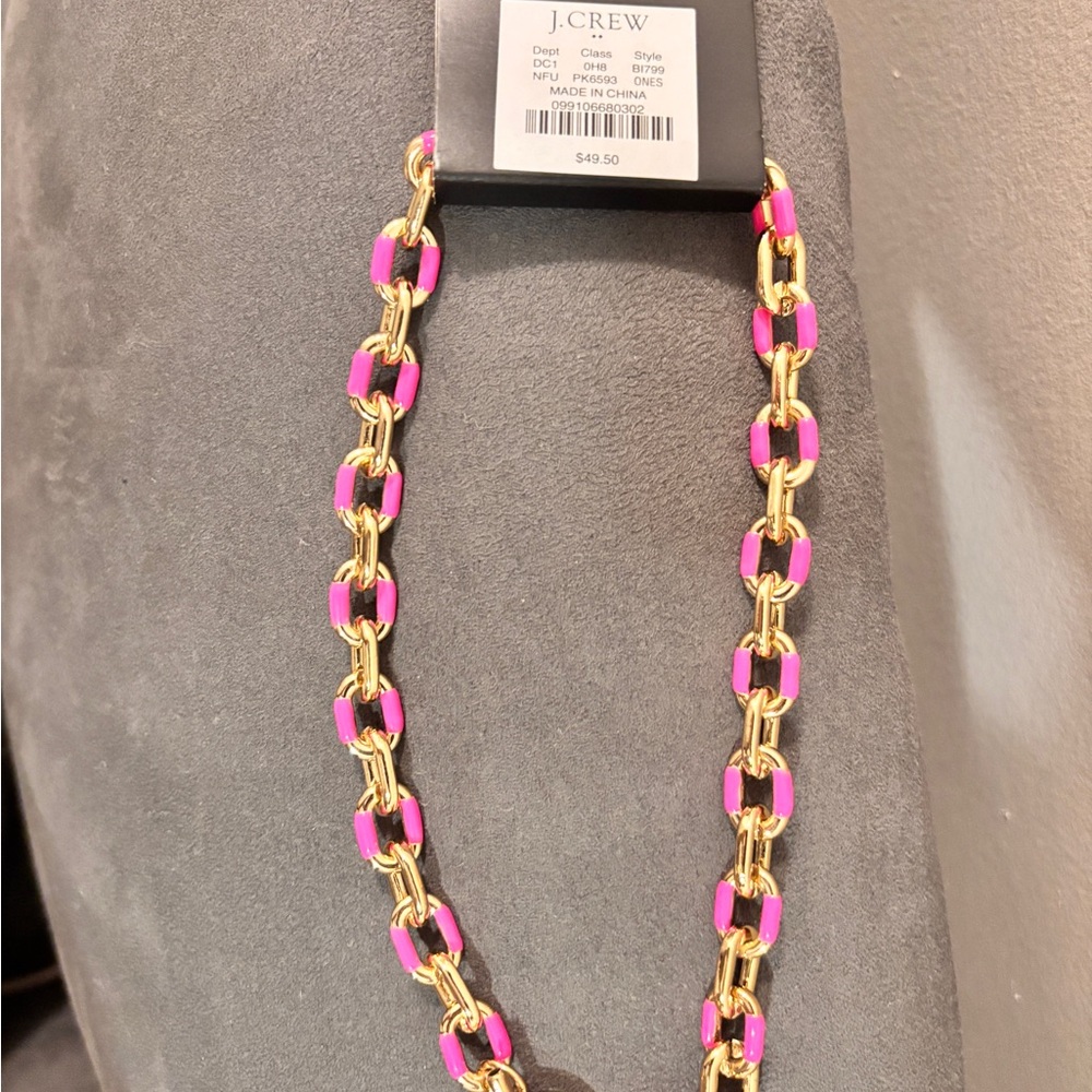J. Crew Gold Chain Necklace with Pink Accents - Picture 2 of 2